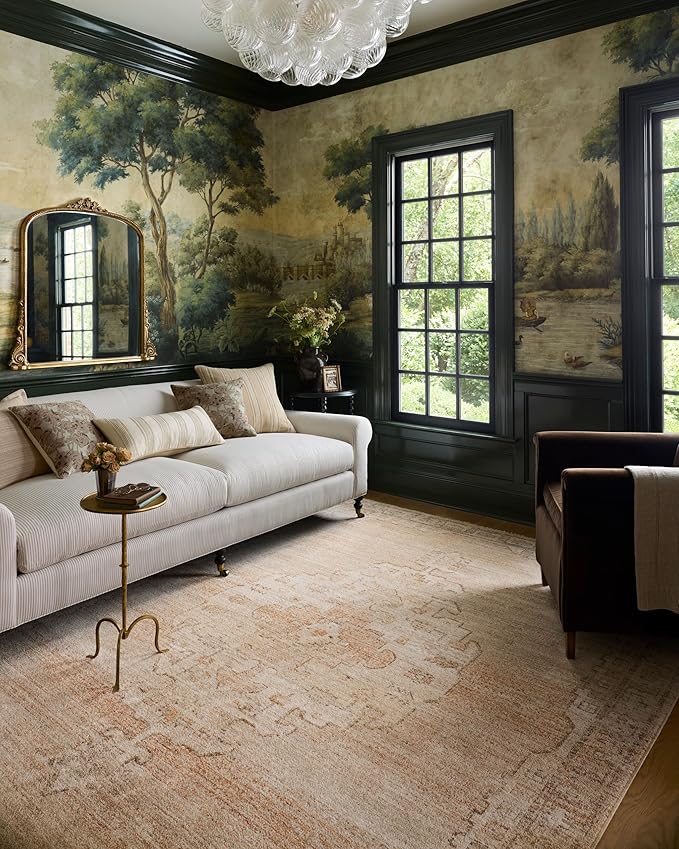 Loloi Chris Loves Julia Palma Collection PLM-02 Spice/Natural 2'-7" x 7'-6" Runner Rug Vintage Style Boho Living Room Bedroom Carpet