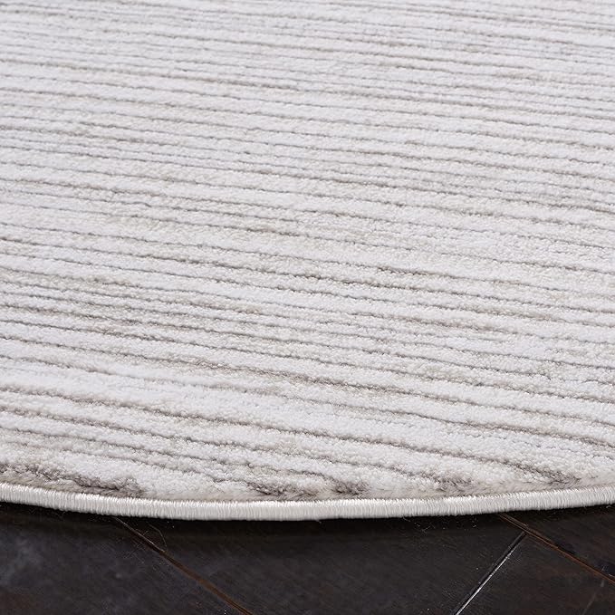 SAFAVIEH Vision Collection Area Rug - 6'7" Round, Ivory & Grey, Modern Ombre Design, Non-Shedding & Easy to Clean, Ideal for Living Room, Bedroom, Dining Space (VSN606K)