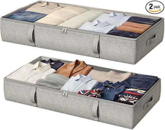 2-Pack Under Bed Storage Containers, 6 Inches Tall Underbed Clothes Storage by Makestorageclosetolife