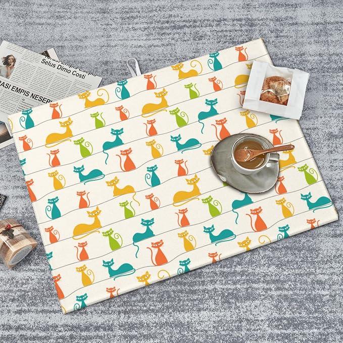 Mid Century Modern Cats Dish Drying Mat - Image 3