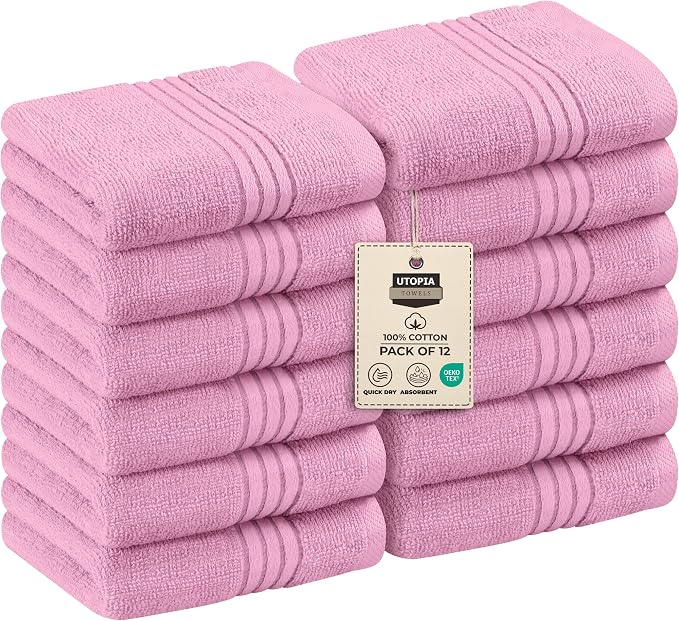 Utopia Towels Wash Cloths Set, 12 by 12 Inches, 100% Cotton Ring Spun, Highly by UTOPIATOWELS