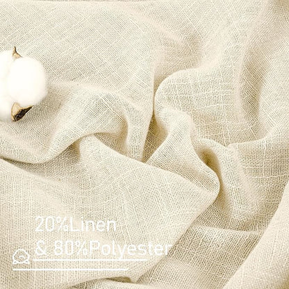 LAMIT Beige Linen Curtains 72 Inches Long 2 Panels for Living Room Faux Linen Textured Light Filtering Drapes Back Tab and Rod Pocket Boho Neutral Panels for Bedroom/Dining Room, 52 x 72 Inch