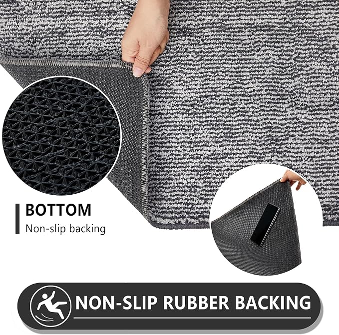 REFETONE Doormat, Indoor Absorbent Non Slip Dark Grey Doormat, Resist Dirt - Image 5