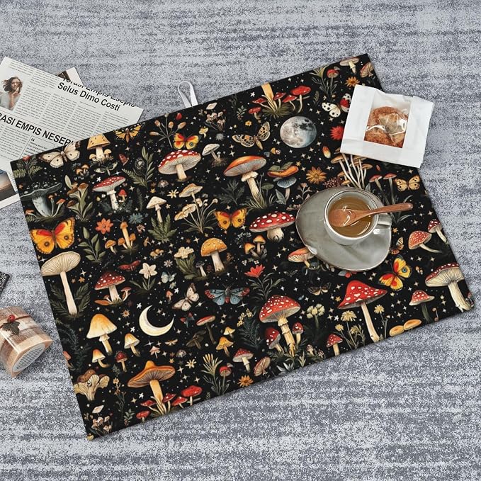 Black Forest Mushroom Butterfly Dish Drying Mats, Absorbent Microfiber Cute - Image 3