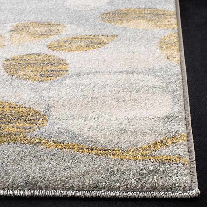 SAFAVIEH Evoke Collection Area Rug - 10' x 14', Grey & Gold, Floral Design, Non-Shedding & Easy Care, Ideal for High Traffic Areas in Living Room, Bedroom (EVK236P)