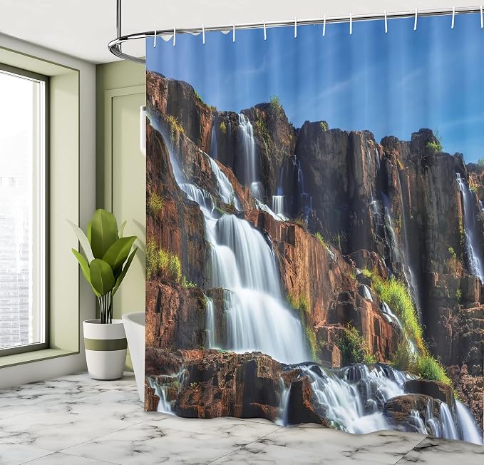 Ambesonne Rainforest Shower Curtain, Pongour Waterfall Exotic Natural Beauty - Image 4