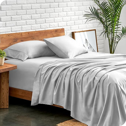 Bare Home Split Head Flex King Sheet Set - 1800 Ultra-Soft Microfiber Bed Sheets - Double Brushed - Deep Pockets - Easy Fit - 4 Piece Set - FlexTop King Bedding (Split Head Flex King, Cloud Grey)
