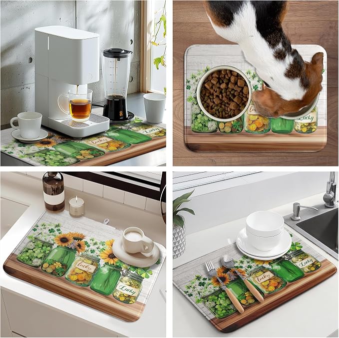 St Patricks Day Shamrock Dish Drying Mats St Patrick's Day Spring Dish Mat - Image 7