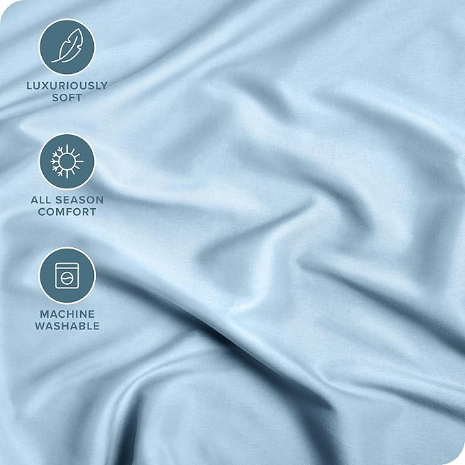 Bare Home Fitted Bottom Sheet Full XL Size - Premium 1800 Microfiber - Ultra-Soft Hotel Luxury - Deep Pocket - Durable and Long Lasting - Extra Long Fitted Sheet (Full XL, Light Blue)