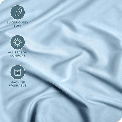Bare Home Fitted Bottom Sheet Full XL Size - Premium 1800 Microfiber - Ultra-Soft Hotel Luxury - Deep Pocket - Durable and Long Lasting - Extra Long Fitted Sheet (Full XL, Light Blue)