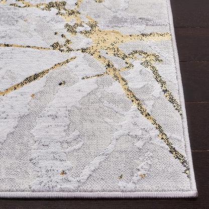 SAFAVIEH Amelia Collection Accent Rug - 4'5" x 6'5", Grey & Gold, Modern Abstract Design, Non-Shedding & Easy Care, Ideal for High Traffic Areas in Entryway, Living Room, Bedroom (ALA293G)