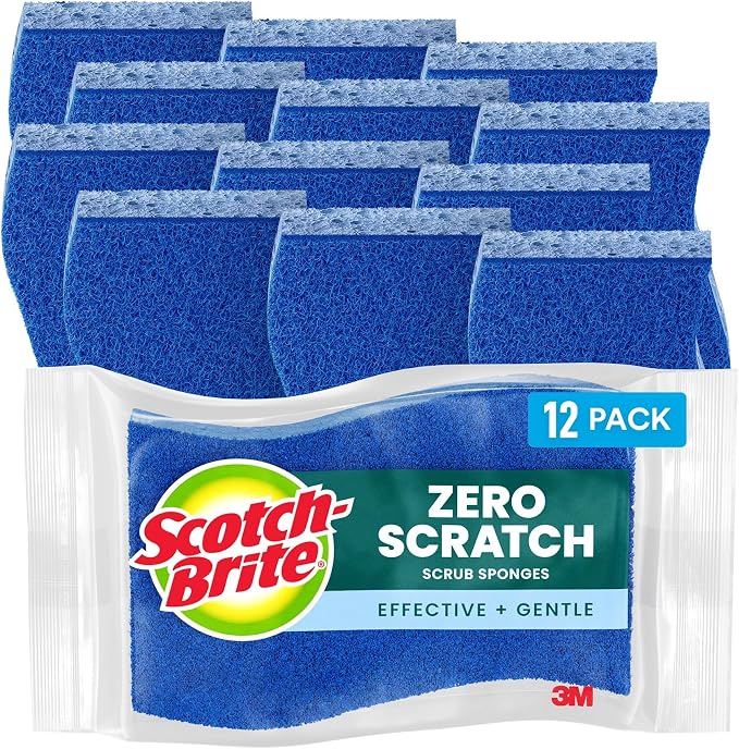 Scotch-Brite Zero Scratch Scrub Sponge, Non-Scratch Sponge, 12 Kitchen Sponges by Scotch-Brite