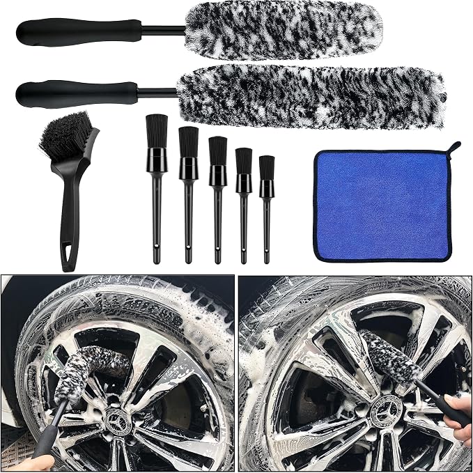 9Pcs Grey Wheel Tire Brush Set by Latamil