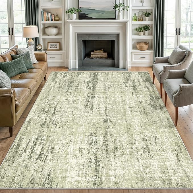 Valenrug Washable Rug 3x5 - Stain Resistant 3x5 Area Rugs for Living Room, Non Slip Backing Printed Rugs for Bedroom, Folable Area Rug(3'x5', Green)