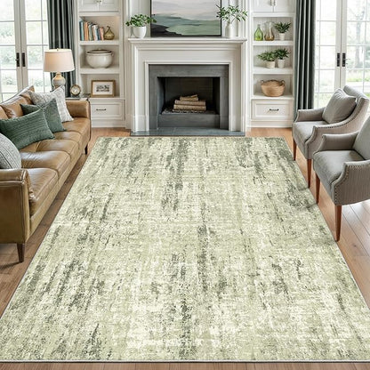 Valenrug Washable Rug 3x5 - Stain Resistant 3x5 Area Rugs for Living Room, Non Slip Backing Printed Rugs for Bedroom, Folable Area Rug(3'x5', Green)