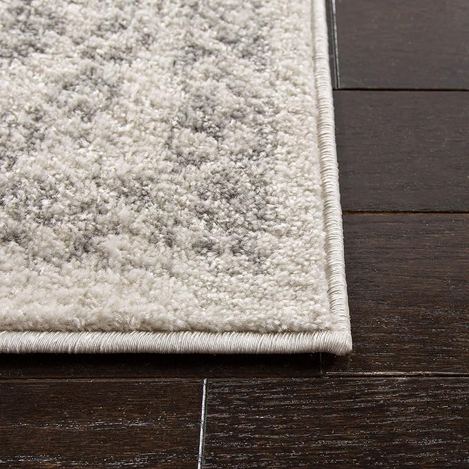 SAFAVIEH Adirondack Collection Area Rug - 3' Square, Ivory & Silver, Distressed Vintage Floral Design, Non-Shedding & Easy to Clean, Ideal for Living Room, Bedroom, Dining Space (ADR109C)