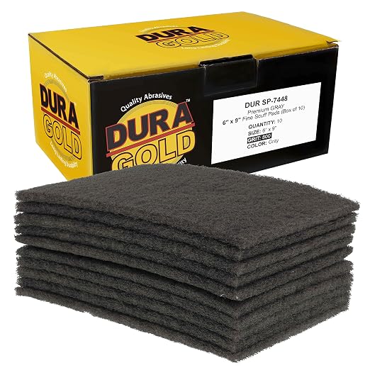Dura-Gold Premium 6" x 9" Gray Ultra Fine General Purpose Scuff Pads, Box of 10 by Dura-Gold