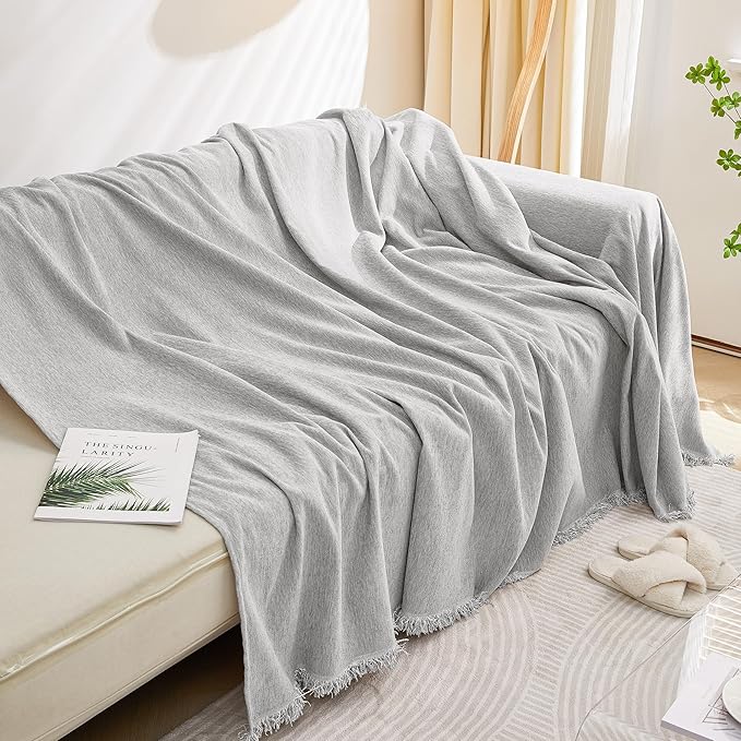 MEETSKY Couch Cover Small Sofa Covers Sofa Throw Cover for Couches Slipcover Reclining Sofa Washable Soft Chenille Blend Modern Decor Couch Protector for Living Room, 71" x 102", Light Grey