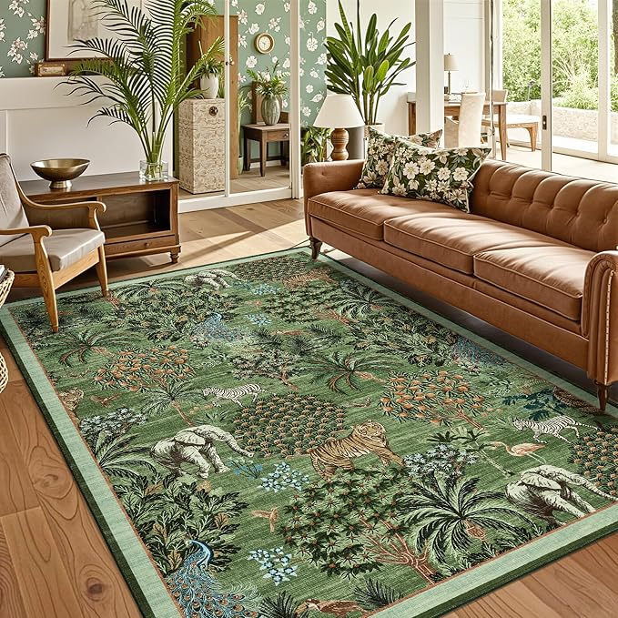 GarveeHome Jungle Animal Print Rug 5x7 Washable Area Rugs - Image 3