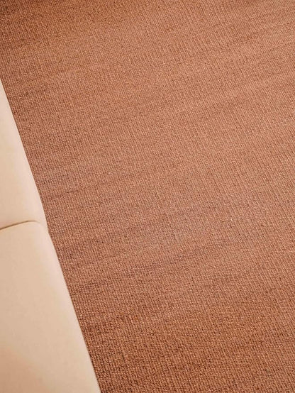 Rugsotic Carpets Hand Woven Flat Weave Kilim Wool 4'x6' Area Rug Solid Light Brown D00111
