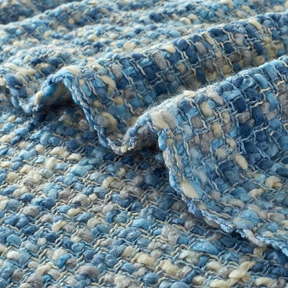 Multi-Color Light Blue Cable Knitted Throw Blanket for Couch,60"X80" Boho Style Textured Blankets for Home Decor,Super Soft Warm Cozy Chunky Knit Blanket with Decorative Tassels for Bed