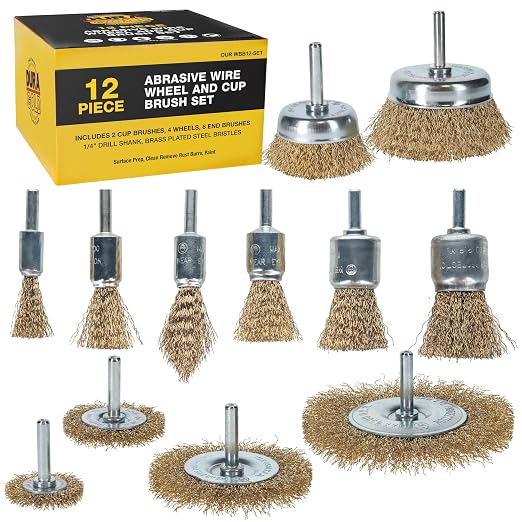 Dura-Gold 12-Piece Abrasive Brass-Coated Wire Wheel, Cup Brush, and End Brush by Dura-Gold