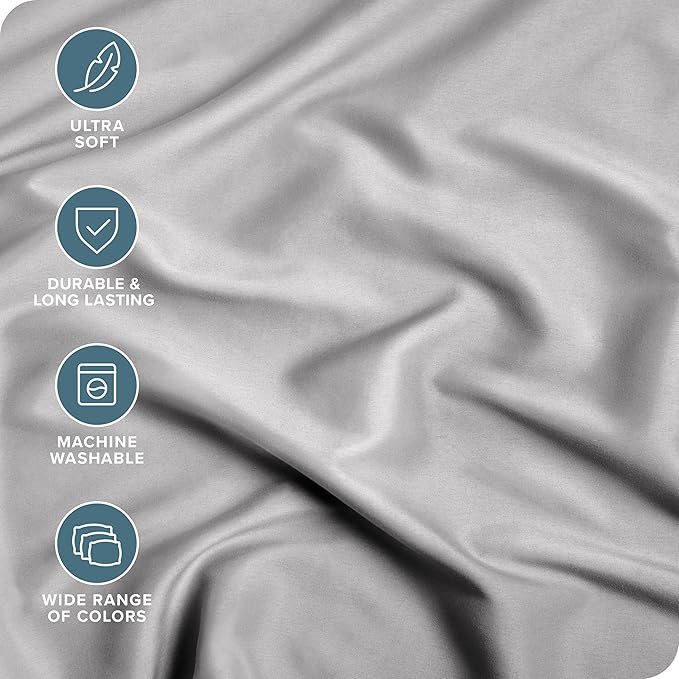 Bare Home 5-Pack Fitted Bottom Sheets Twin - Premium 1800 Ultra-Soft Wrinkle Resistant Microfiber - Deep Pocket (Twin, Light Grey)