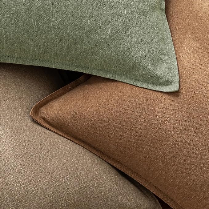 EMEMA Decorative Linen Throw Pillow Covers 26x26 Inch Grass Green Boho Farmhouse Neutral Couch Throw Pillows for Bed Pack of 2 Accent Pillowcase Modern Sofa Cushion Livingroom Home