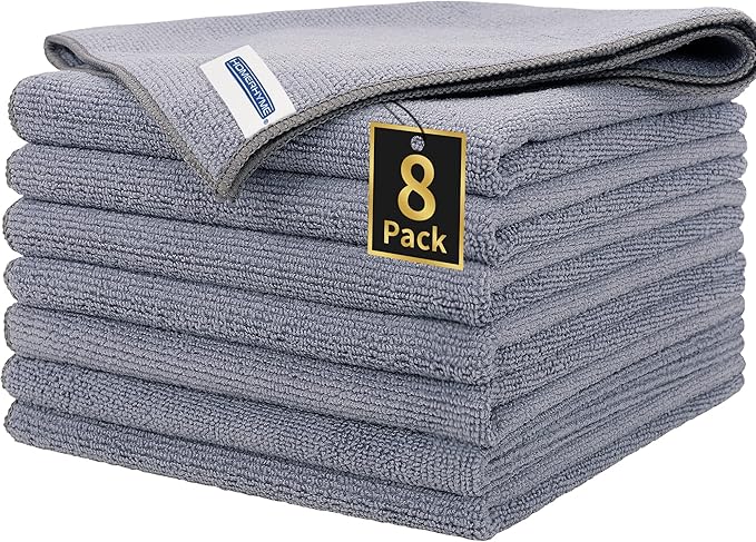 HOMERHYME Microfiber Cleaning Cloth, Premium 8 Pack Cleaning Towels, Lint-Free by HOMERHYME