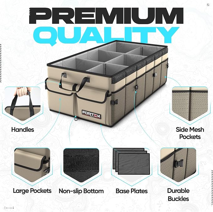 FORTEM Trunk Organizer For SUV Car Trunk Organizer, Foldable Storage, Car - Image 2