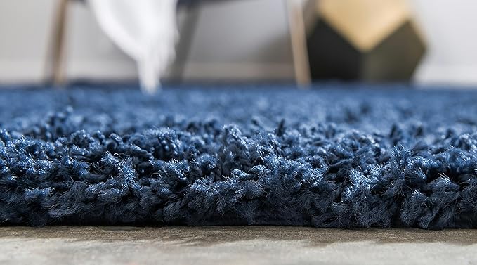 Unique Loom Solid Shag Collection Area Rug (2' 7" x 10' Runner Sapphire Blue/Navy Blue)