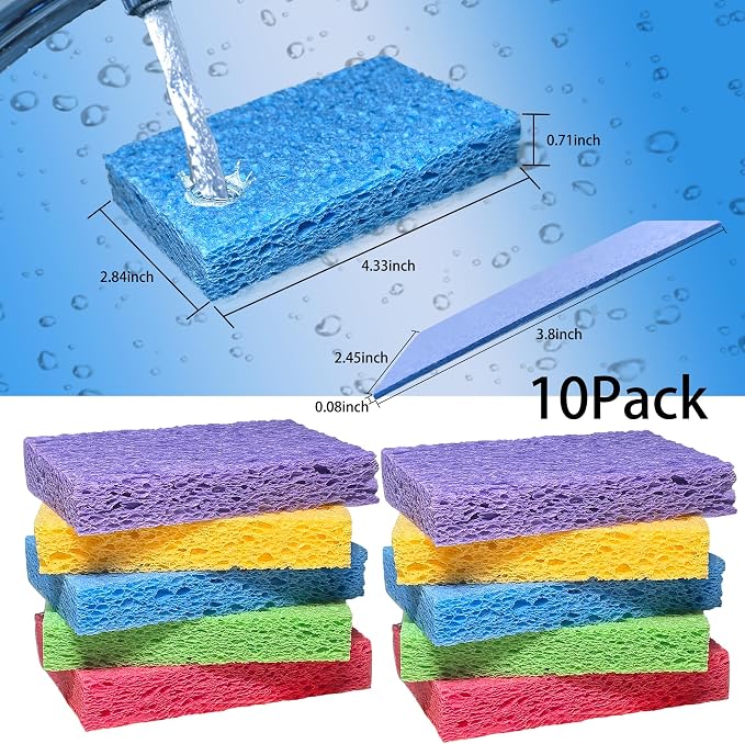 Cellulose Sponges for Dish, Heavy Duty Scrub Kitchen Sponge, Messes Without - Image 2