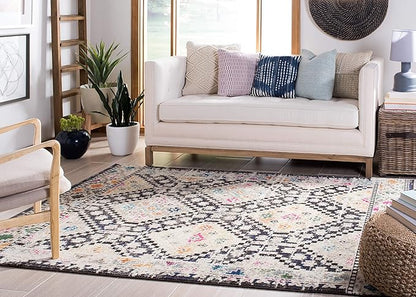 SAFAVIEH Area Rug 8x10 - Madison Collection - Large - Black & Yellow, Boho Diamond Distressed Design, Non-Shedding & Easy Cleaning, Ideal for Living Room, Bedroom, Office, Dining Space (MAD418Z)