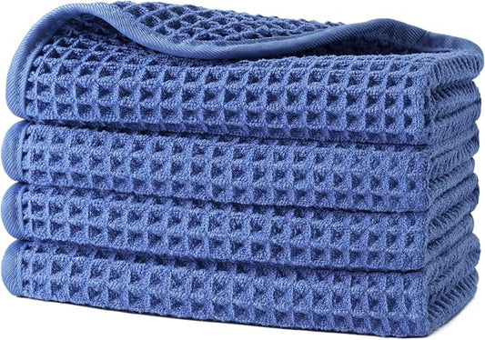 POLYTE 430 GSM Microfiber Lint Free Washcloth Face Towel, 13 x 13 in, 4 Pack by Polyte