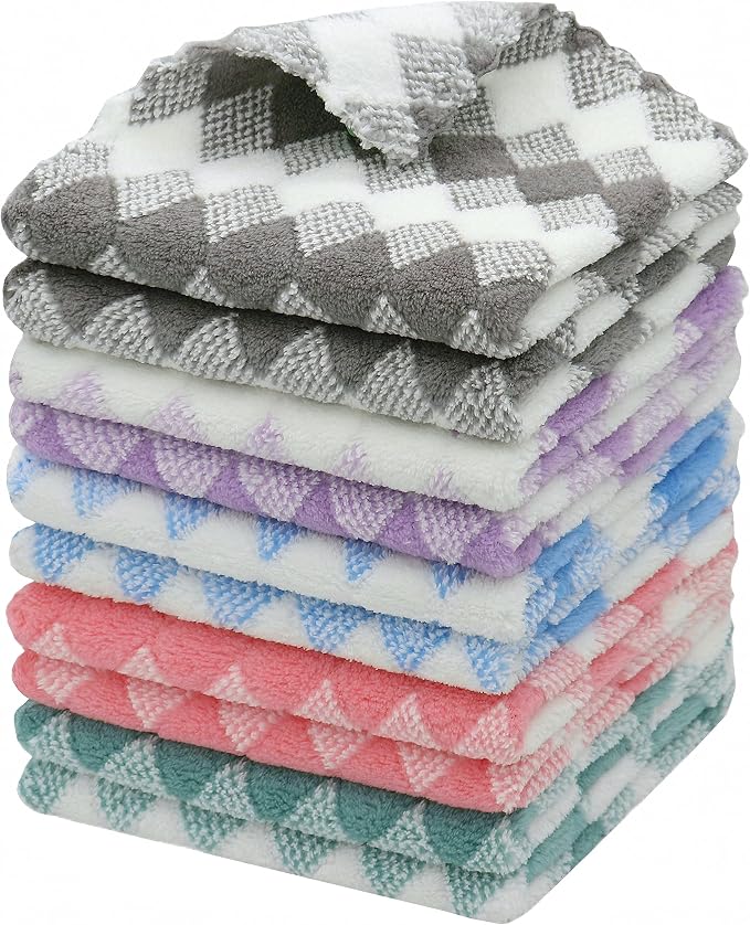 Microfiber Cleaning Cloth Lint Free Cleaning Rags, 10 Pack Fast Drying Dish Rags by HFGBLG