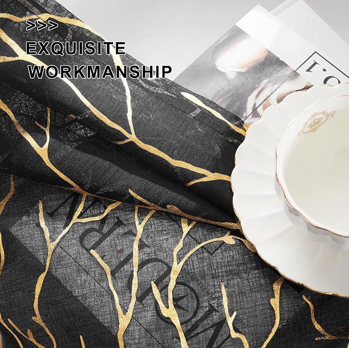 FINECITY Black Gold Sheer Curtains - Image 6