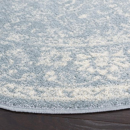 SAFAVIEH Adirondack Collection Area Rug - 6' Round, Slate & Ivory, Distressed Vintage Floral Design, Non-Shedding & Easy to Clean, Ideal for Living Room, Bedroom, Dining Space (ADR109T)