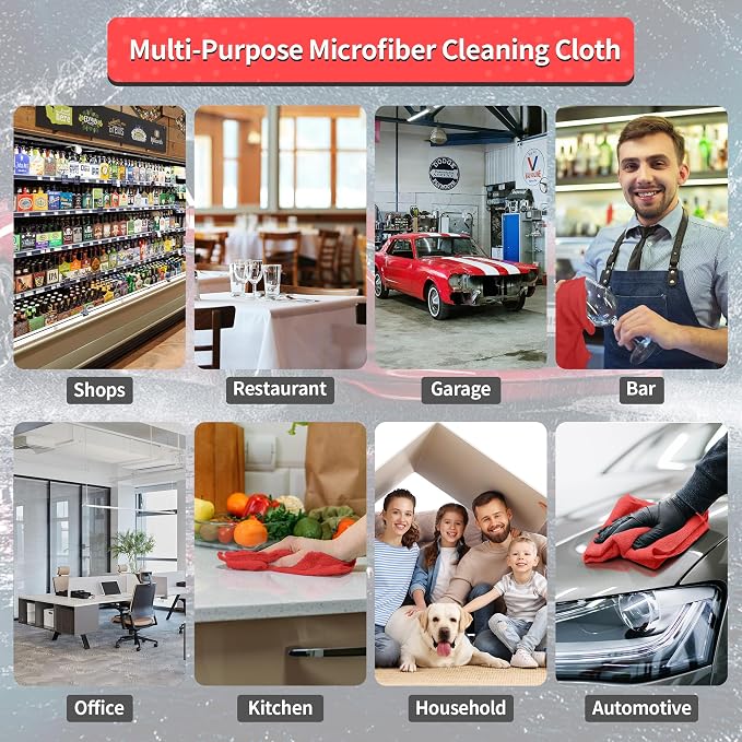 HOMERHYME Shop Towels Rags, 100 Pack Microfiber Cleaning Cloth Bulk Absorbent - Image 7