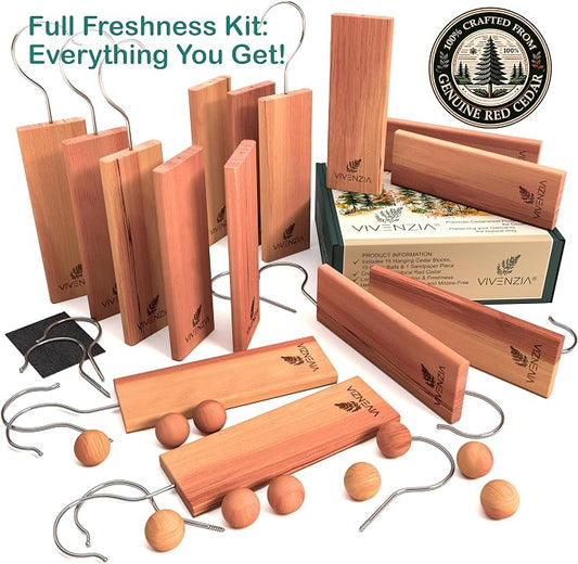 Cedar Blocks for Clothes Storage -25 pcs- Hanging Cedar Planks, Natural Closet - Image 2