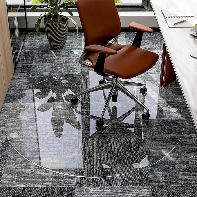 46" x 46" Glass Chair Mat, Round Tempered Glass Floor Mat - Image 2