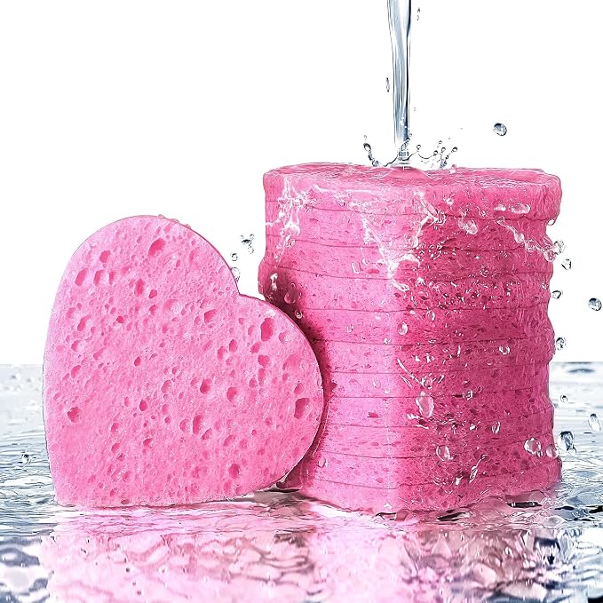 GAINWELL 50-Count Heart Shape Compressed Facial Sponges by GAINWELL