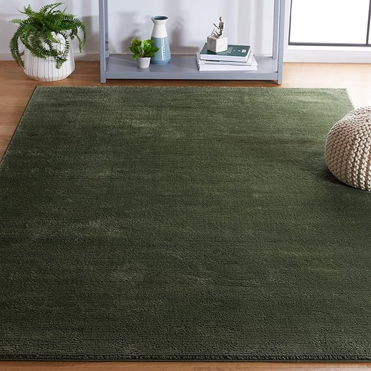 SAFAVIEH Revive Collection Accent Rug - 2'7" x 5', Green, Solid Design, Non-Shedding & Easy Care, Ideal for High Traffic Areas in Entryway, Living Room, Bedroom (REV102Y)
