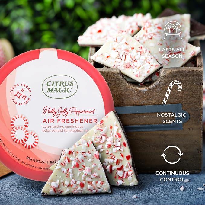 Citrus Magic Holiday Odor Absorbing Solid Air Freshener, Holly Jolly Peppermint - Image 6