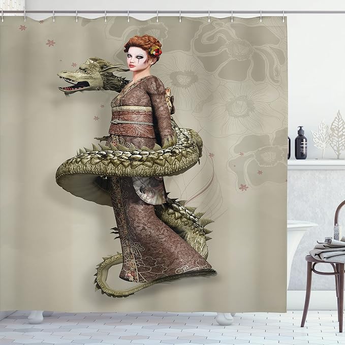 Ambesonne Fantasy Shower Curtain, Westernly Geisha by Ambesonne