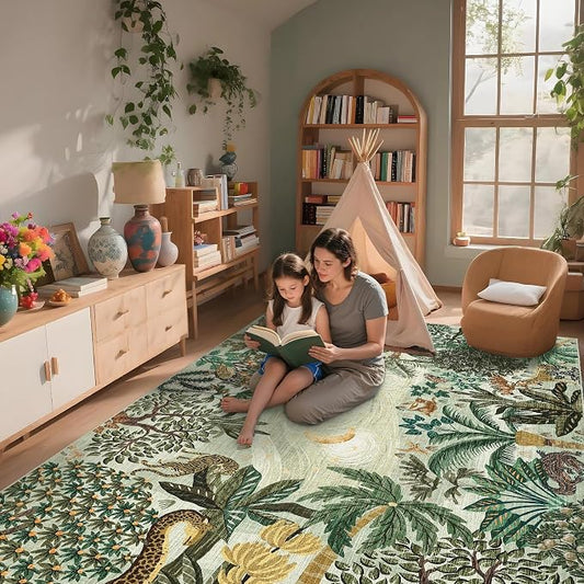 GarveeHome 6x9 Area Rug Jungle Green Washable Rugs - Image 2