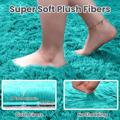 5x7 Area Rugs for Living Room Rug: Soft Fluffy Shag Teal Blue Rugs for Bedroom, Non-Slip Large Fuzzy Plush Rug Indoor Floor Carpet for Nursery Kids Boys Girls Room, Dorms, Playroom, Modern Home Decor