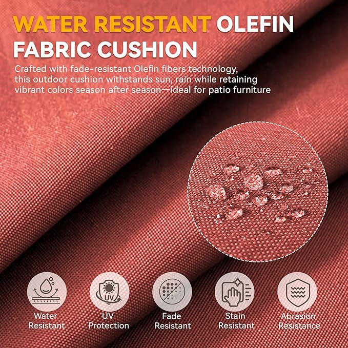 Outdoor Cushion Set for Furniture Patio Furniture, UV Resistant, Water Resistant - 6 Inch Thick Foam Garden Cushions– 24x24 Inch Patio Seat Covers for Chair/Sofa/Couch | Red | 11-Pack |