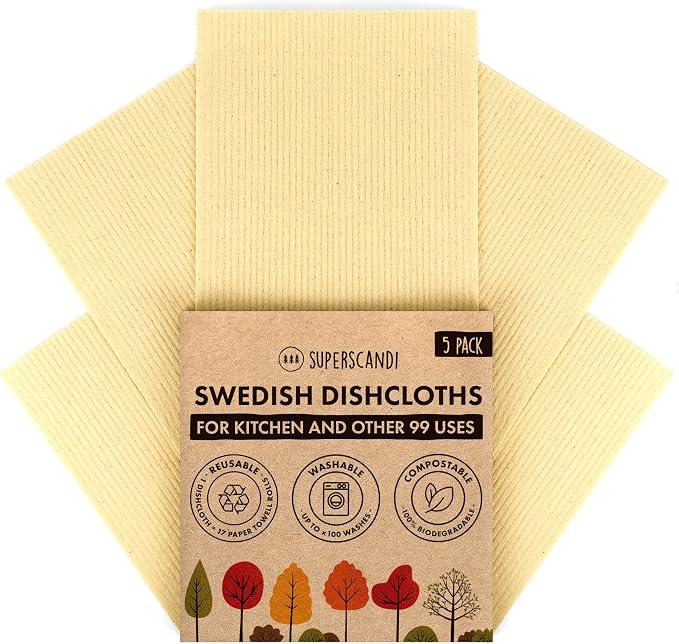 SUPERSCANDI 5 Pack Swedish Dishcloths by SUPERSCANDI