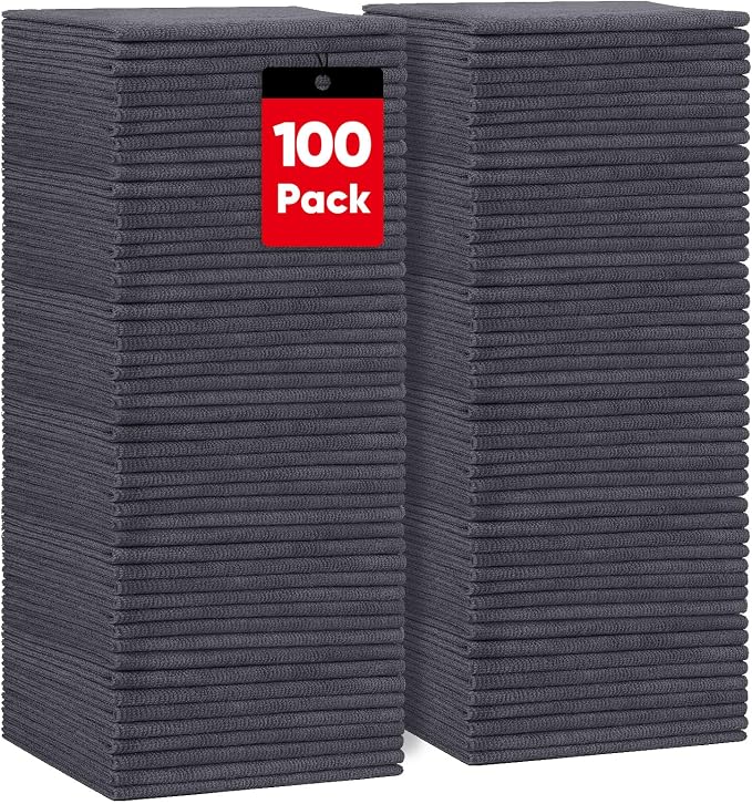 HOMEXCEL Grey Microfiber Cleaning Cloths, 100 Pack Microfiber Towels by HOMEXCEL