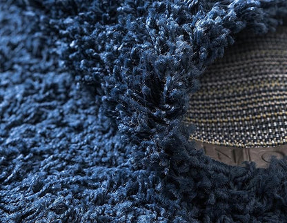 Unique Loom Solid Shag Collection Area Rug (2' 7" x 10' Runner Sapphire Blue/Navy Blue)